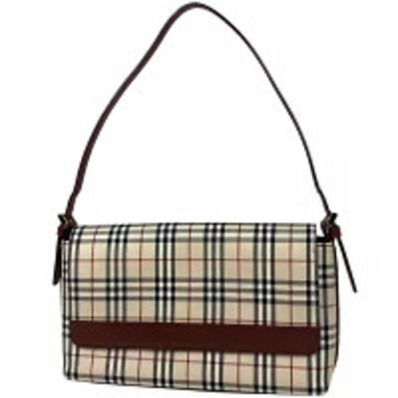 Burberry Handbags - Burberry shoulder bag check Hobo Nova canvas beige Burgundy Red